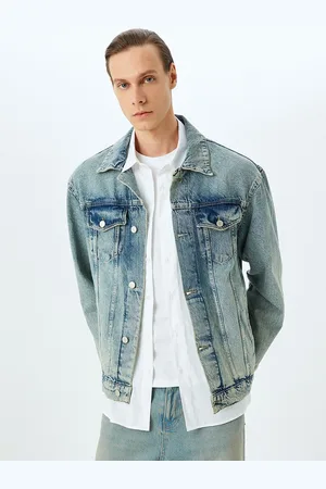 Koton Men Washed Crop Denim Jacket