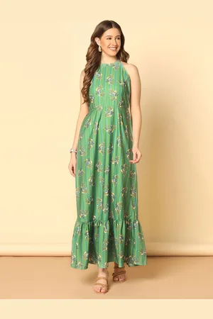 Moda Rapido Women Floral Printed Halter Neck A-Line Maxi Dress