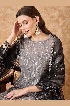 Sangria Ethnic Motifs Embroidered Semi-Stitched Dress Material
