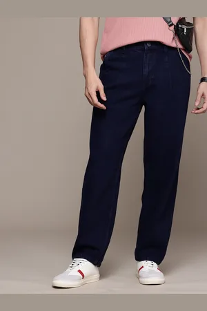 WROGN Men Pure Cotton Loose Pleated Jeans