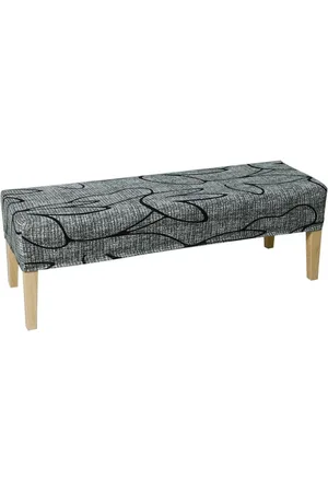 HOKIPO Grey & Black Printed Dining Bench Cover