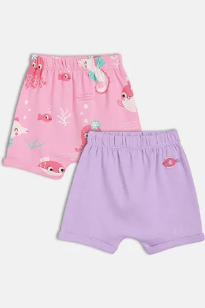 MINI KLUB Girls Pack Of 2 Conversational Printed Cotton Shorts