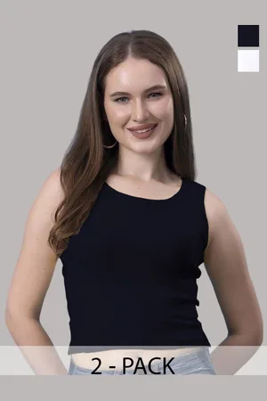 Friskers Women Pack of 2 Cotton Tank Crop Top