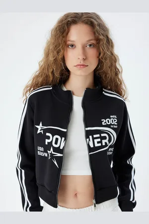 Koton Women Typography Printed Mock Collar Sweatshirt