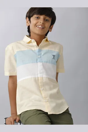 UNDER FOURTEEN ONLY Boys Spread Collar Colourblocked Cotton Casual Shirt