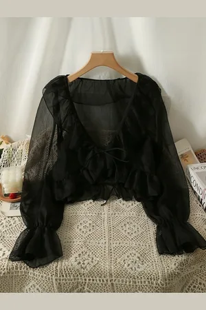 HERE&NOW Women V-Neck Cropped Shrug