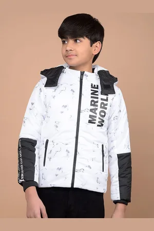 Crimsoune Club Boys Hooded Typography Printed Casual Padded Lightweight Jacket