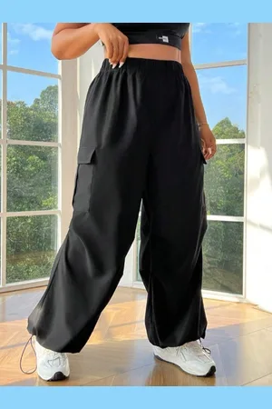Broadstar Women High-Rise Loose Fit Cargo Track Pants
