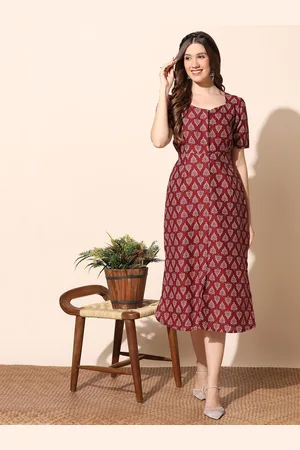 Moda Rapido Women Ethnic Printed Side Slits A-Line Midi Dress