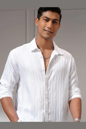 LocoMotive Premium Men Dobby Textured Solid Relaxed Slim Fit Shirt
