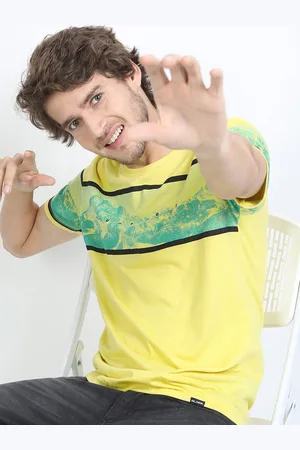 Highlander Men Green Printed Polo Collar Slim Fit T-shirt