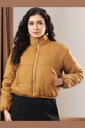 KOTTY Women Mock Collar Solid Casual Puffer Insulator Jacket