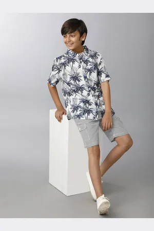 UNDER FOURTEEN ONLY Boys Spread Collar Floral Printed Casual Shirt