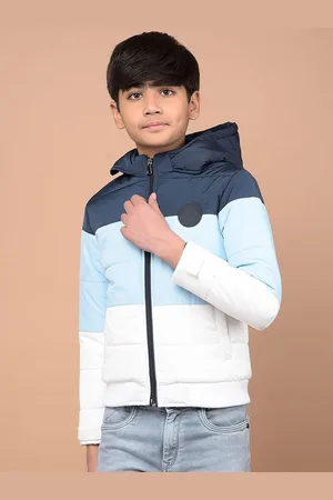 Crimsoune Club Boys Hooded Colourblocked Casual Padded Lightweight Jacket