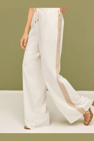 Next Women Wide Leg Side Stripe Trousers