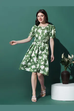 Moda Rapido Women Floral Printed Puff Sleeve Fit & Flare Dress
