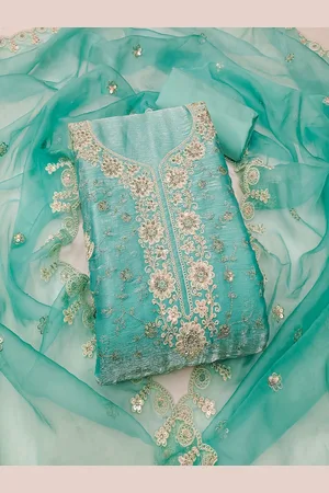 MANVAA Floral Embroidered Sequinned Unstitched Dress Material