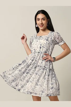 Moda Rapido Women Floral Printed Square Neck Fit & Flare Dress
