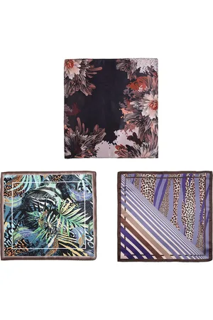 Tossido Pack Of 3 Floral Printed Microfiber Pocket Squares