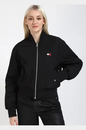 Tommy Hilfiger Women Stand Collar Solid Casual Bomber Jacket