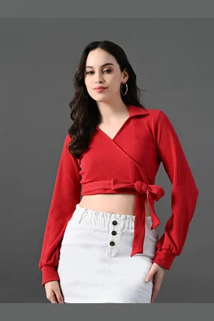 Roadster The Lifestyle Co Crop Top With Full Sleeves
