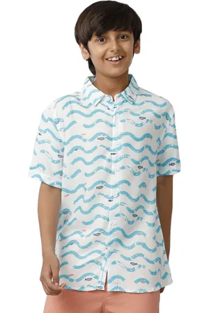 UNDER FOURTEEN ONLY Boys Spread Collar Multi Striped Casual Shirt