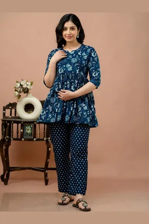 Celebravo KALINI Printed Round Neck Pure Cotton Tunic With Trouser