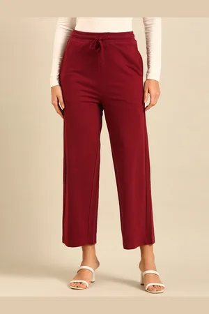 De Moza Women Wide Leg Mid-Rise Relaxed Fit Trousers