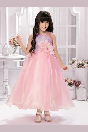 Tiny Kingdom Girls Embellished Sequined Asymmetric Neck Sleeveless Maxi Party Gown Dress