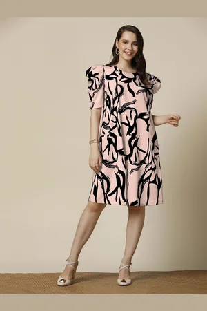 Moda Rapido Women Print Puff Sleeve A-Line Dress