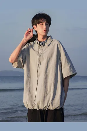 HERE&NOW Men Solid Polo Collar Oversized T-shirt