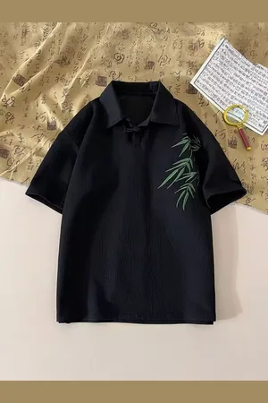 HERE&NOW Men Floral Printed Polo Collar Oversized T-shirt