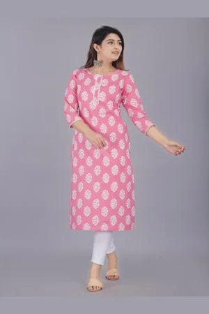 AO Services Floral Printed Round Neck Straight Kurta