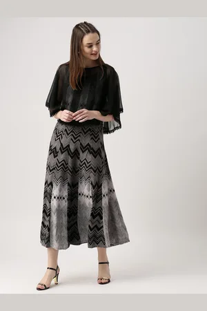 IMARA Women Black & Grey Printed Maxi Dress