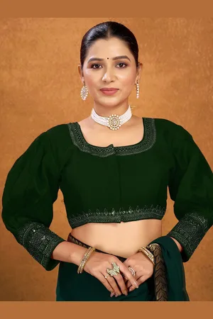 Kalini Women Embroidered Fully Stitched Padded Saree Blouse