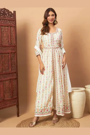 Chhabra 555 Floral Embroidered A-Line Kurta With Trousers & Dupatta