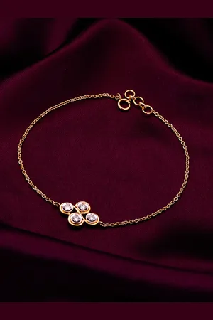 GIVA Heavenly Floral 14KT Gold Diamond Studded Bracelet-2.38 gm