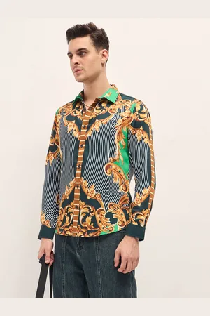 The Bear House Men Abstract Printed Long Sleeves Casual Shirt