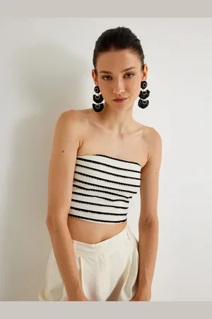 Koton Striped Pure Cotton Tube Crop Top