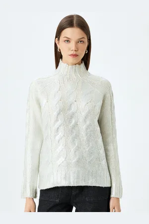 Koton Women Cable Knit Turtle Neck Pullover