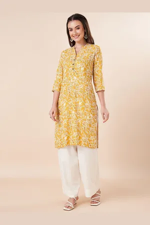 Pantaloons Mandarin Collar Floral Printed Straight Kurta
