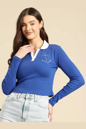 Mast & Harbour Solid Ribbed Polo Collar T-shirt