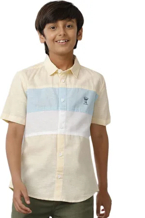 UNDER FOURTEEN ONLY Boys Spread Collar Colourblocked Cotton Casual Shirt