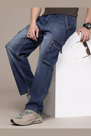 WROGN Men Loose Cargo Fit Light Fade Pure Cotton Jeans