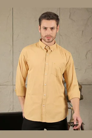 Cobb Men Slim Fit Button-Down Collar Solid Cotton Casual Shirt