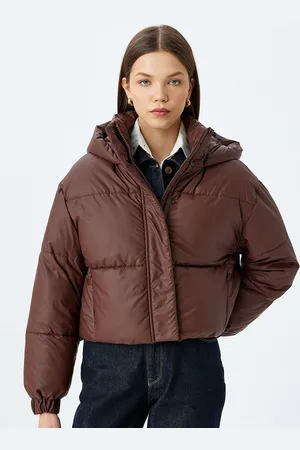 Koton Women Floral Striped Crop Padded Jacket
