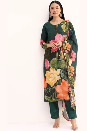 KALKI Fashion Floral Printed Sequnnied Embellished Straight Kurta with Pyjamas & Dupatta