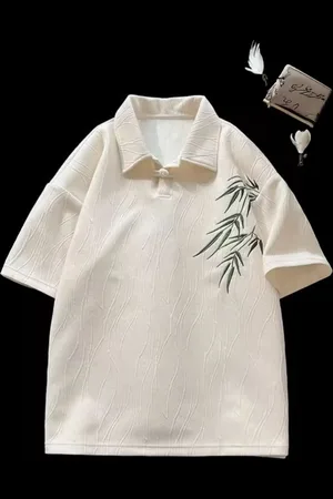 HERE&NOW Men Floral Printed Polo Collar Oversized T-shirt