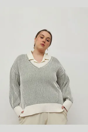 CURVY STREET Women Striped Pullover Sweater