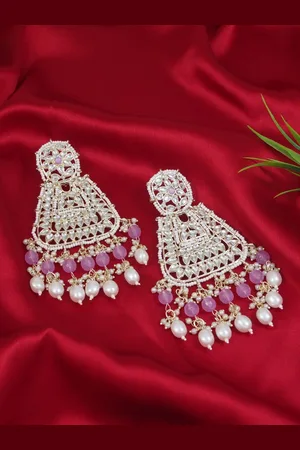 I Jewels Gold-Plated Pearls Beaded Contemporary Chandbali Earrings